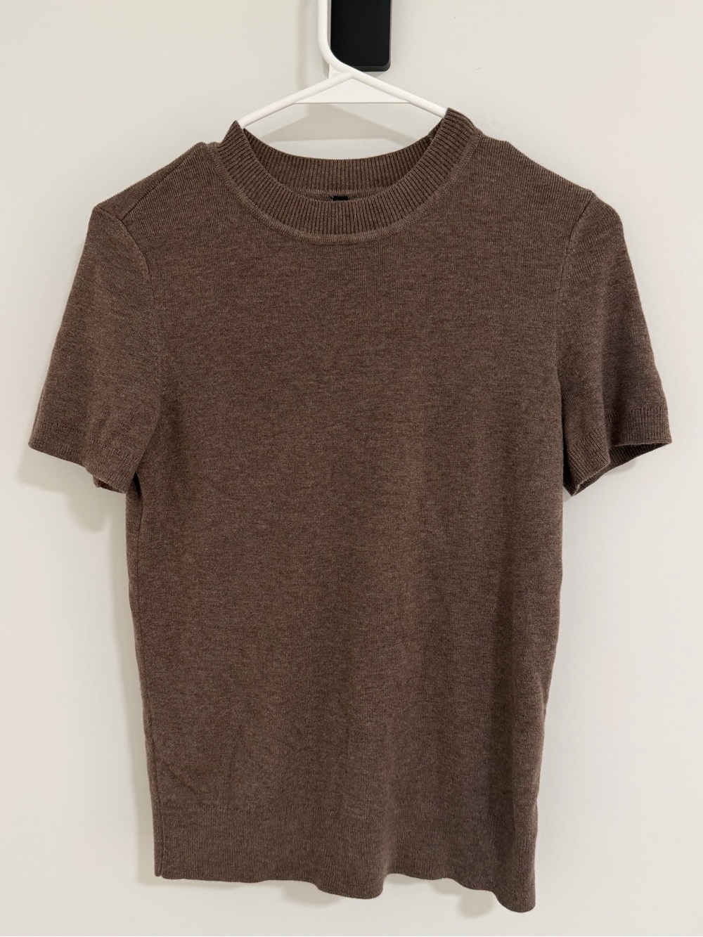 Arach & Cloz Brown Short Sleeve Knit Crewneck Sweater Top XS